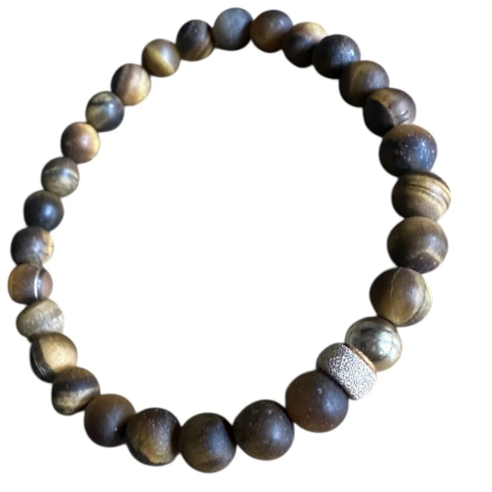 Matte 6mm Tiger Eye Stretch Bracelet w/ 14k Gold Filled Spacers